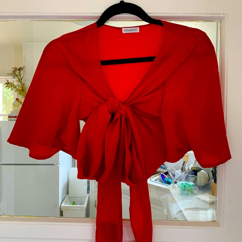 Sweetheart Red Tie Top